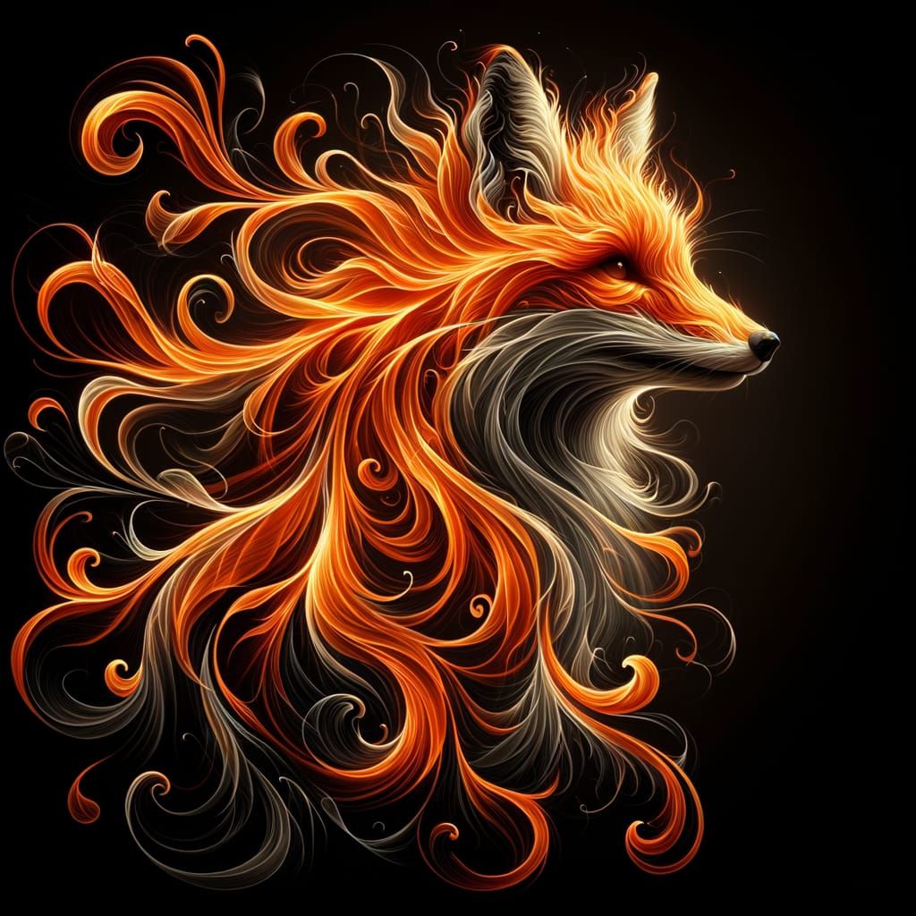 Fiery Fox: A Full-Body Flame Composition