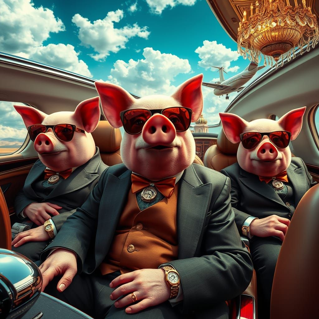 Pigs in Opulent Luxury, Fantasy Concept Art