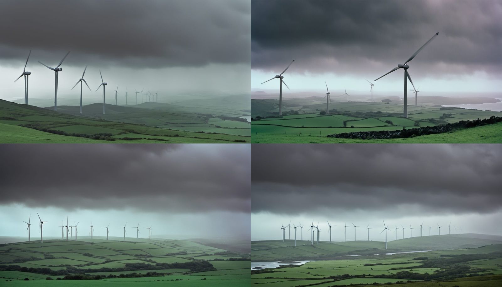 Dramatic Welsh Coast Wind Turbine Farm