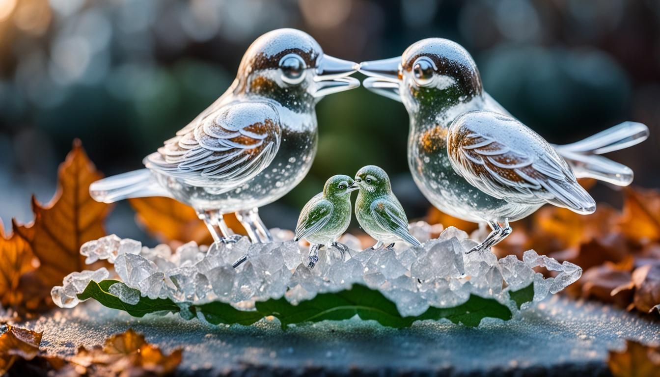 Ice Sculptures of LOVE BIRDS