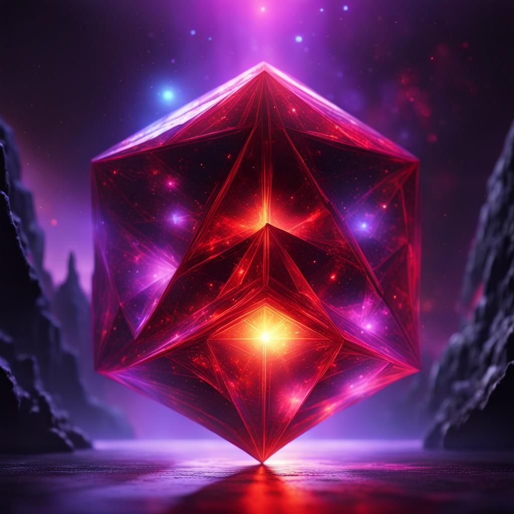 Cosmic Red Prism in Dark Fantasy Style