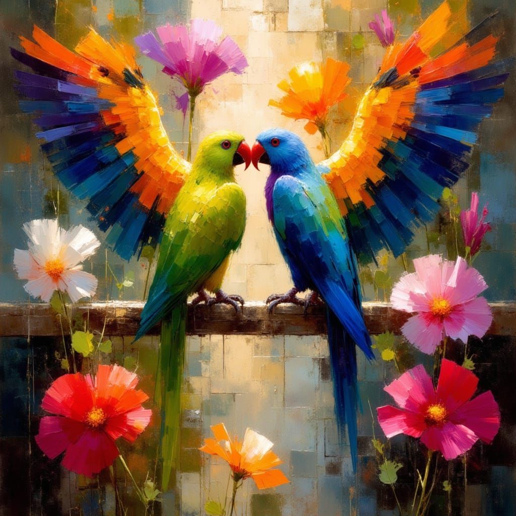 Exotic Birds Mandala as Digital Art