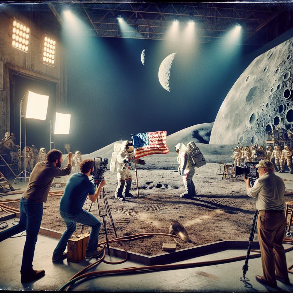 Humorous Moon Landing on a Hollywood Soundstage