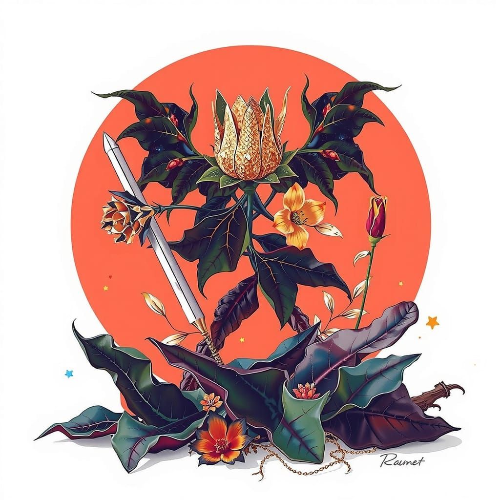 Hyperrealistic Botanical Tapestry of Fractured Flora