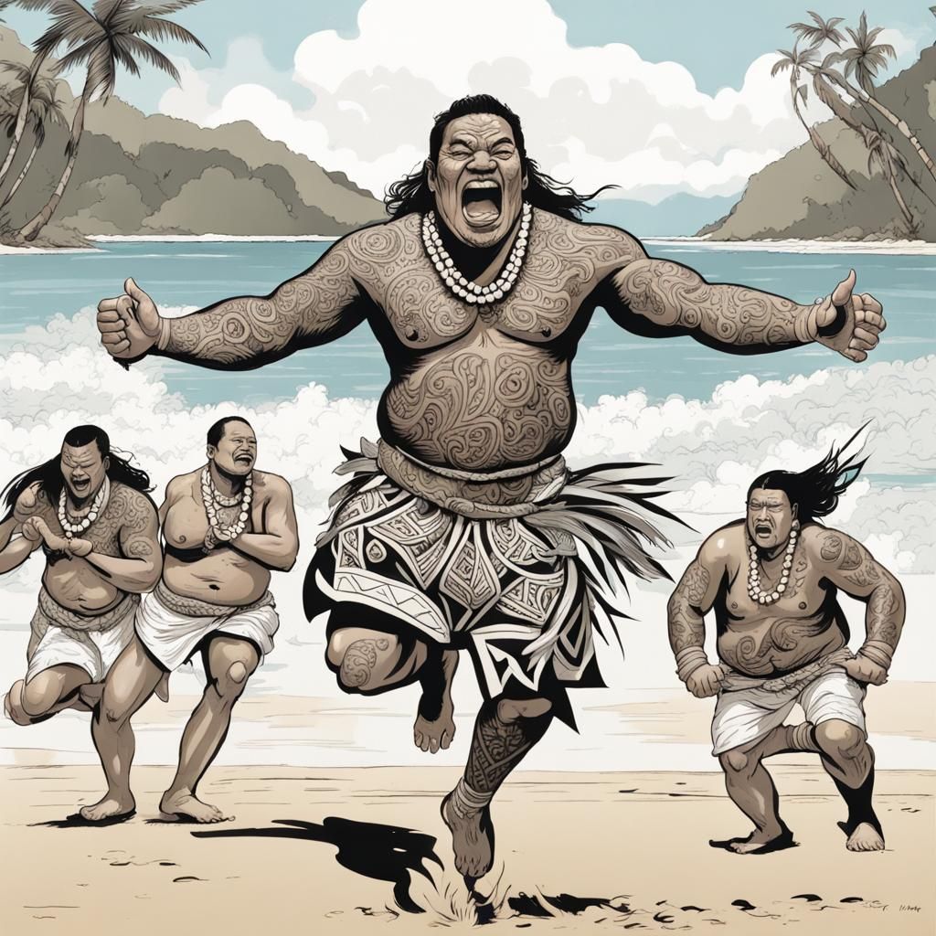 Proud Maori Man Haka Ink Art