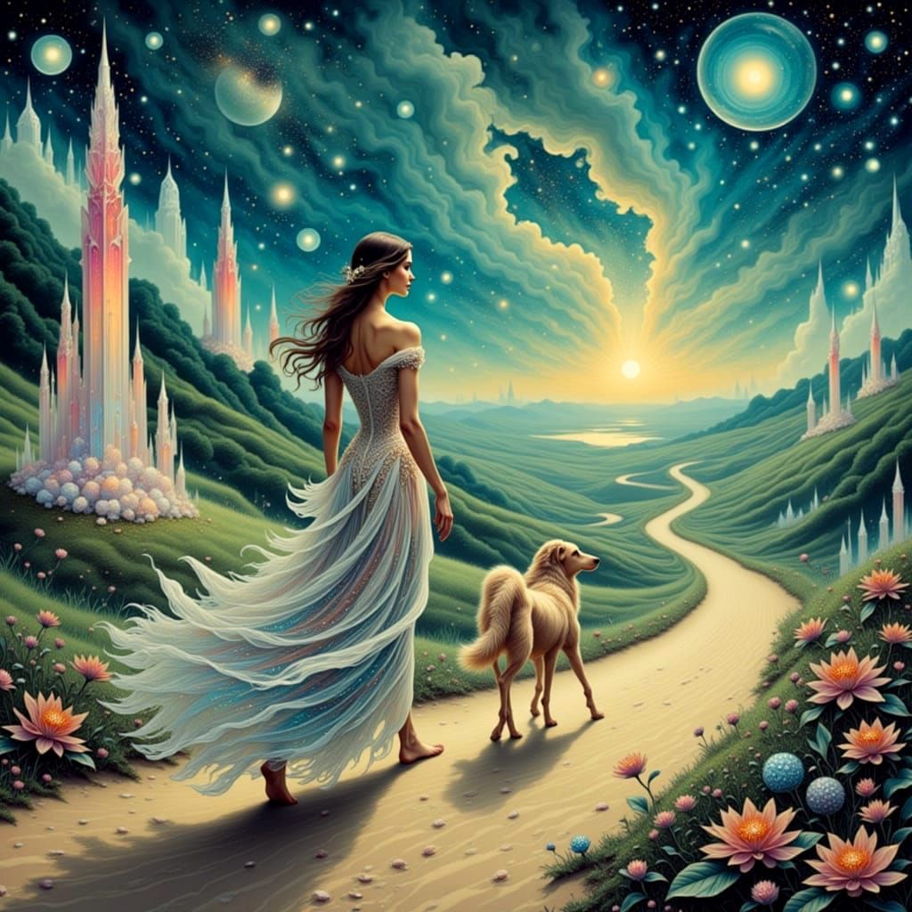 Ethereal Beauty on a Mystical Crystal Planet