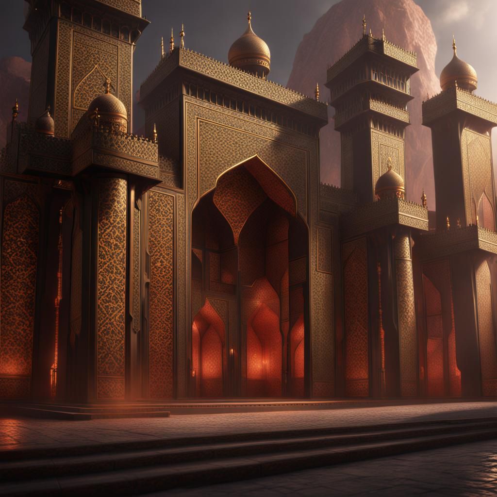 Futuristic Shrine: Detailed Matte Painting in Unreal Engine
