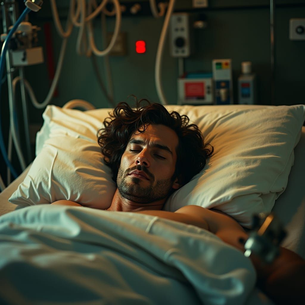 Rockstar in Hospital: A Cinematic 90s Portrait
