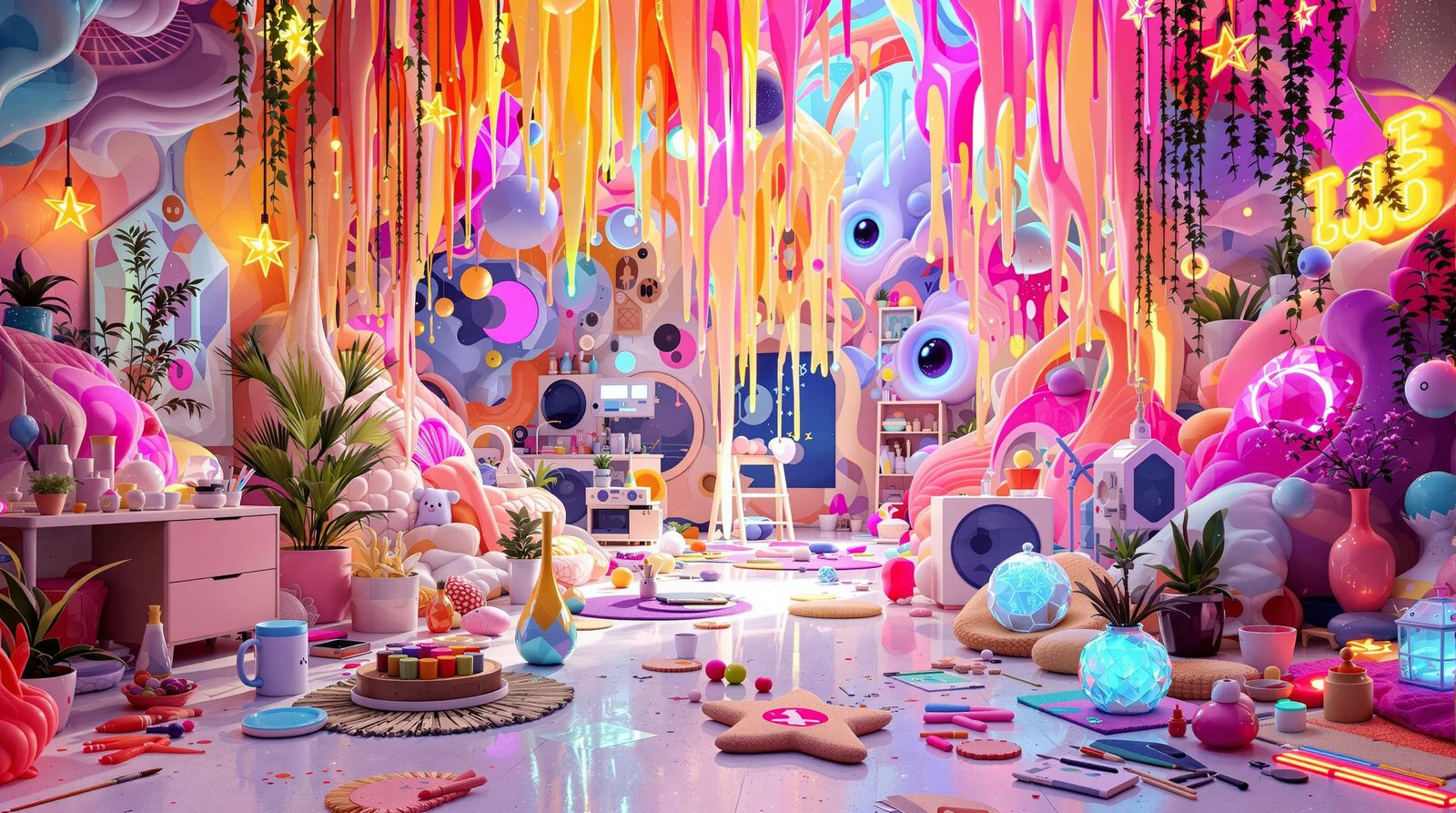 cluttered interior design