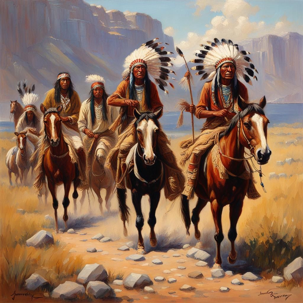 Native Americans: Oil Painting in Gurney Style