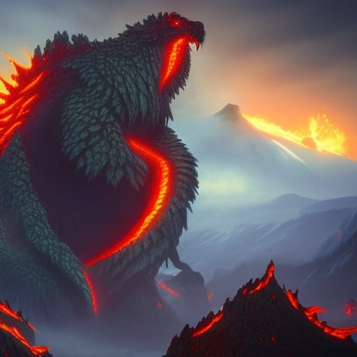 Detailed Volcano Monster Concept Art