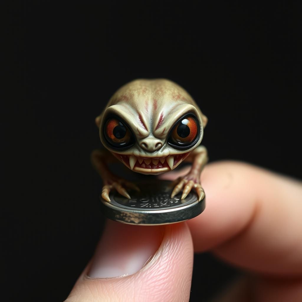 Terrifyingly Adorable Miniature Alien in Gothic Fantasy Styl...
