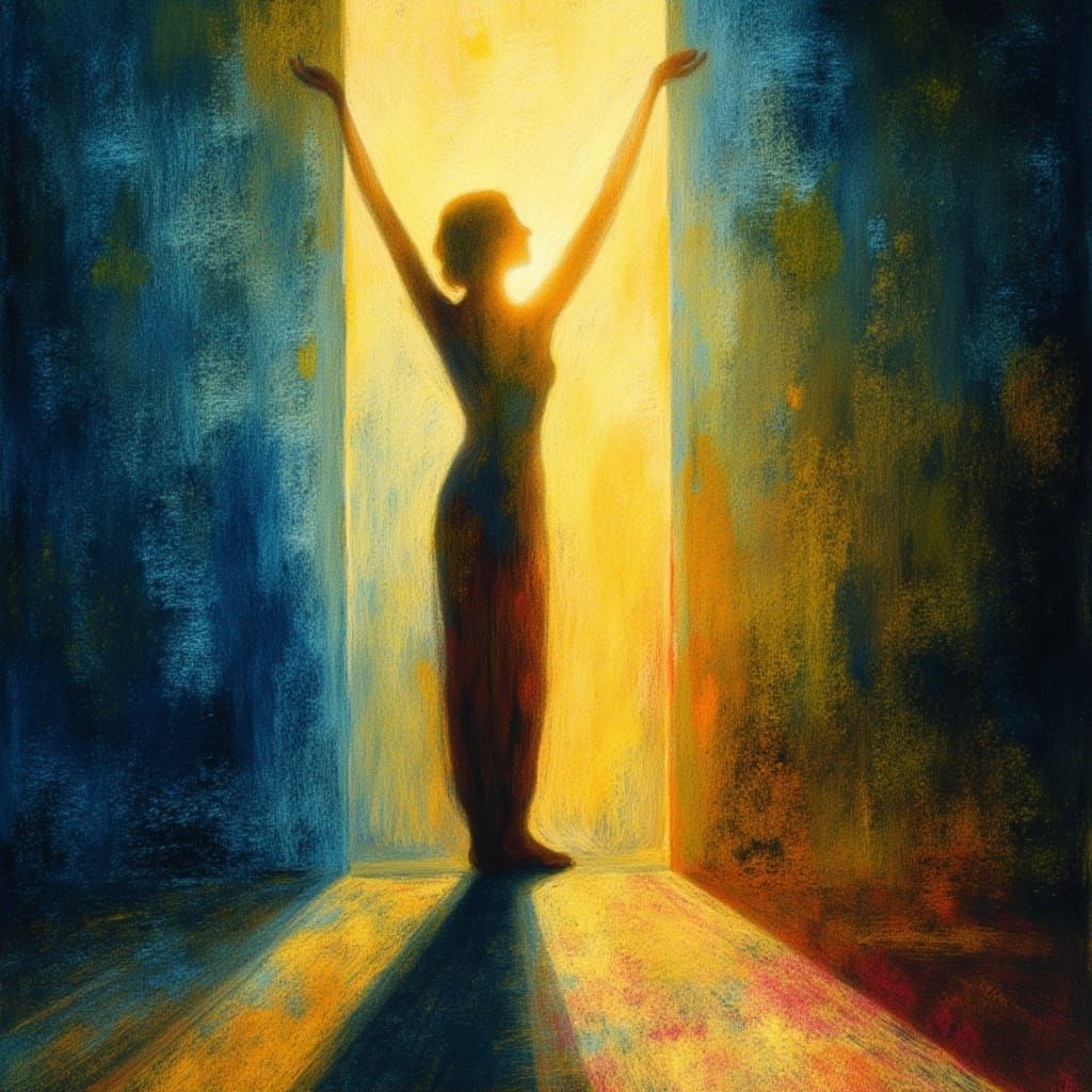 Figure Bathed in Light, Expressive Oil Painting