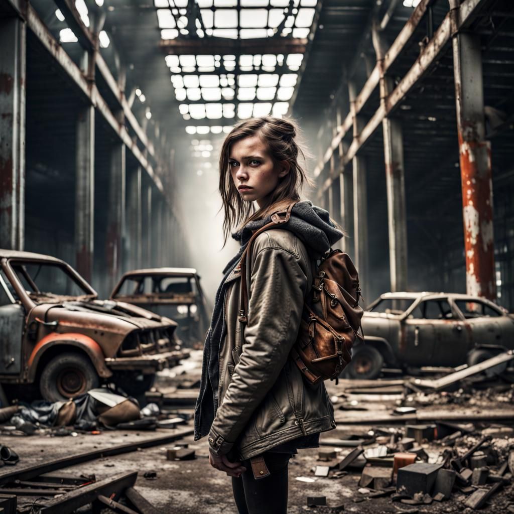 Post-Apocalyptic Girl in Detailed HDR Landscape