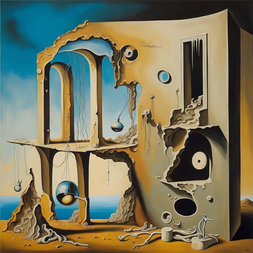 Surreal Melting Building Kit, Dali Style Canvas