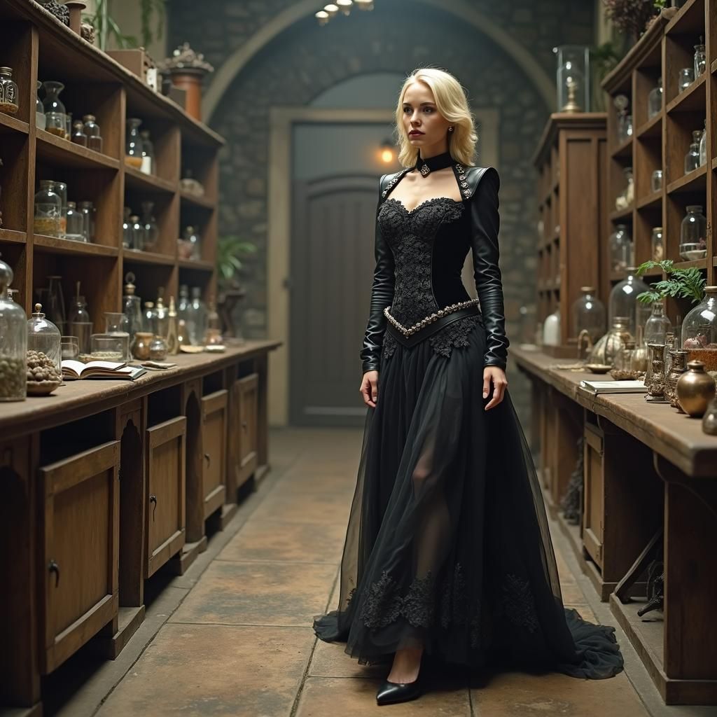 Elegant Woman in Apothecary, Gothic Art