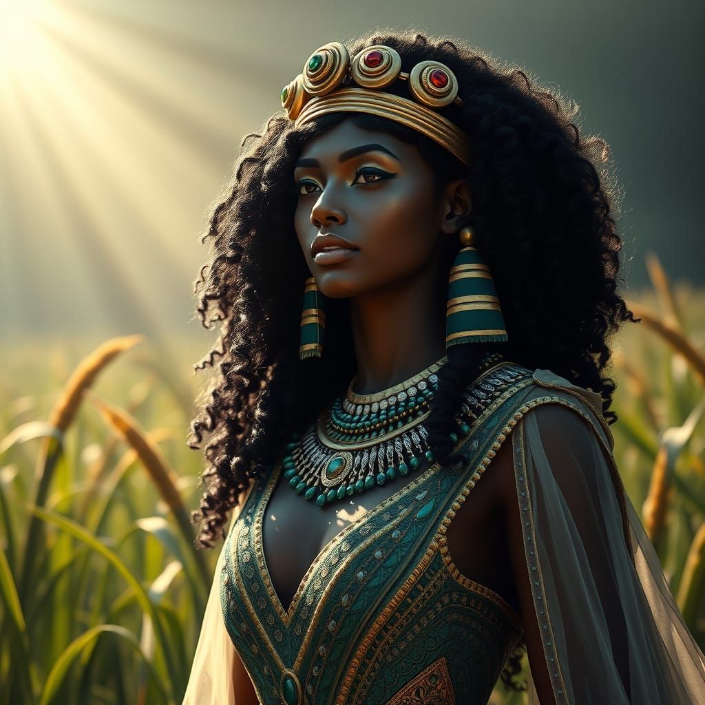 Egyptian Underworld Goddess Shemat-Khu in Opulent Ancient Eg...