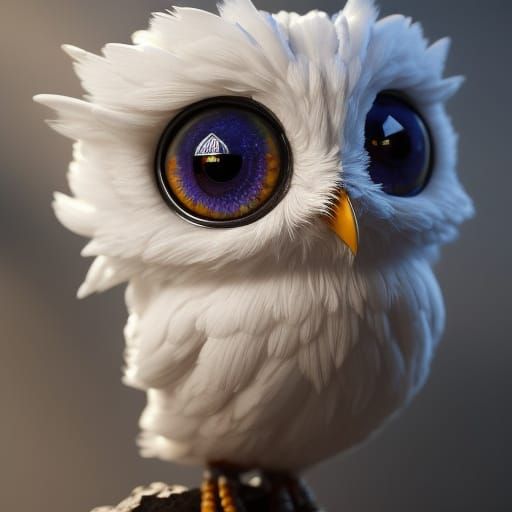 Adorable Knitted Yarn Owl in Chibi Style