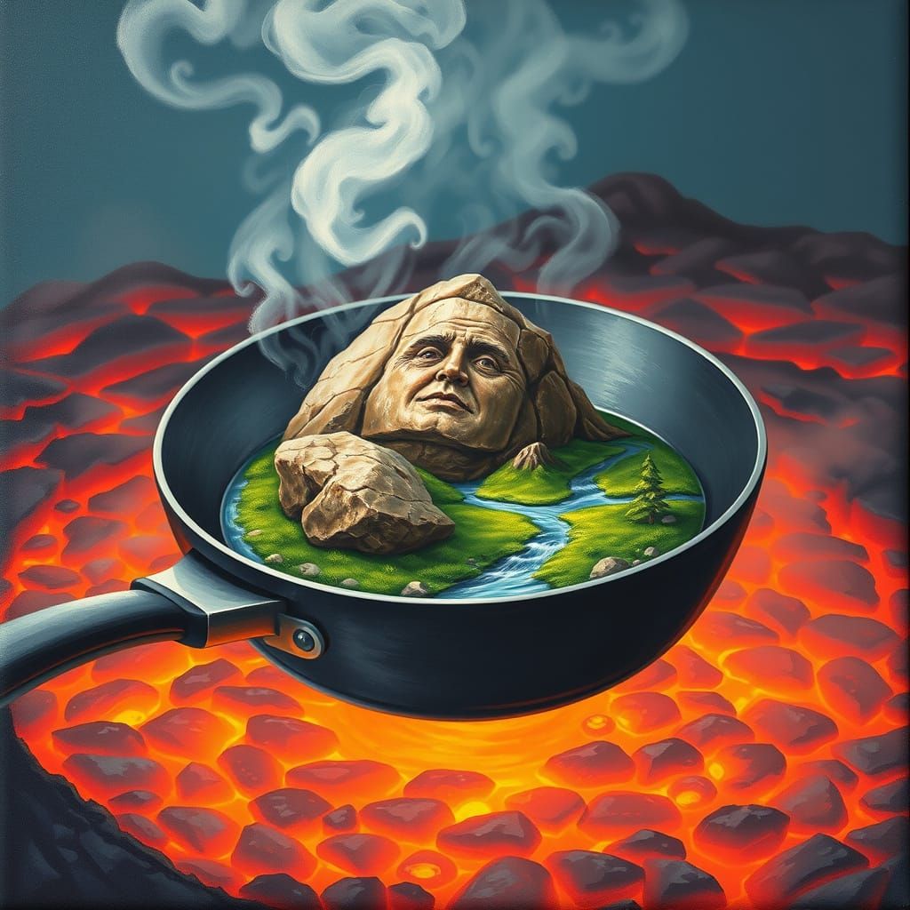 Surreal Landscape in Frying Pan, Spray Paint Art