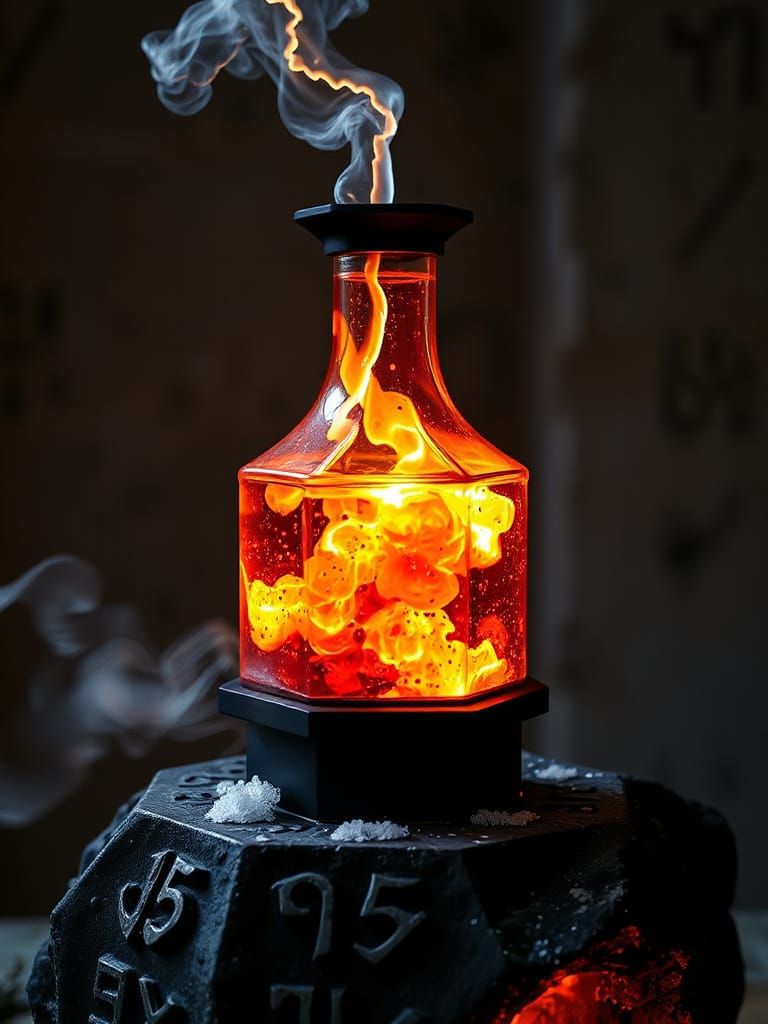 Hexagonal Flask of Fiery Plasma and Lightning