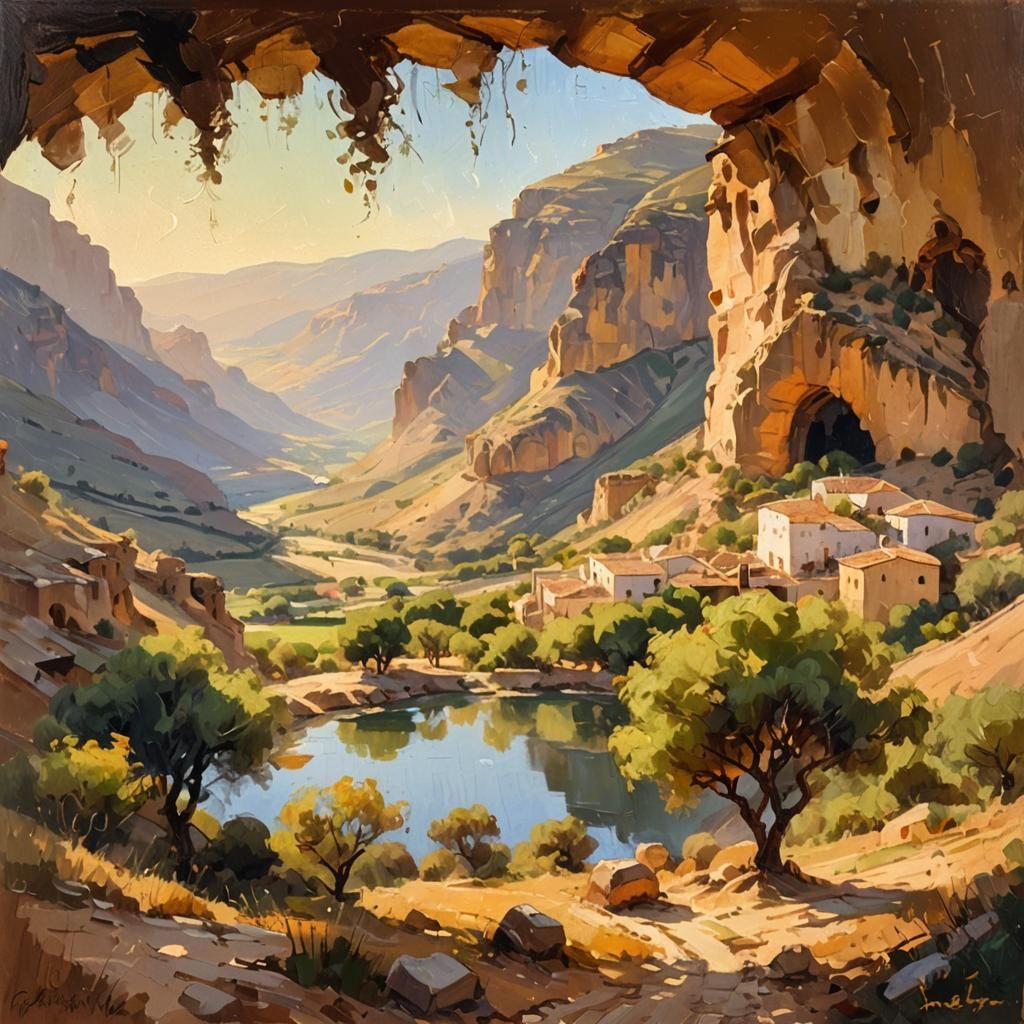 Impressionist Landscape Painting of Cueva Morale in Southern...