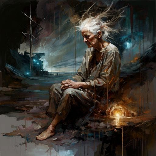 Dramatic Triadic Painting of Rage Against the Light