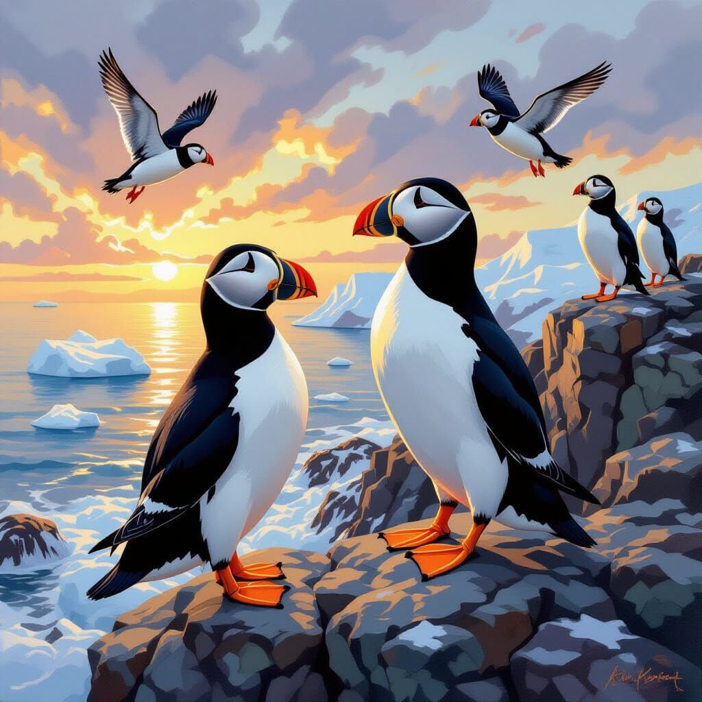 Proud Auks on North Atlantic Cliffside Rookery