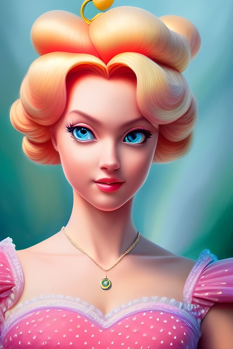 Realistic Princess Peach Portrait in Digital Art Style