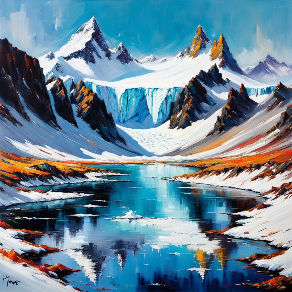 Antarctic Ice Landscape in Tachisme Style