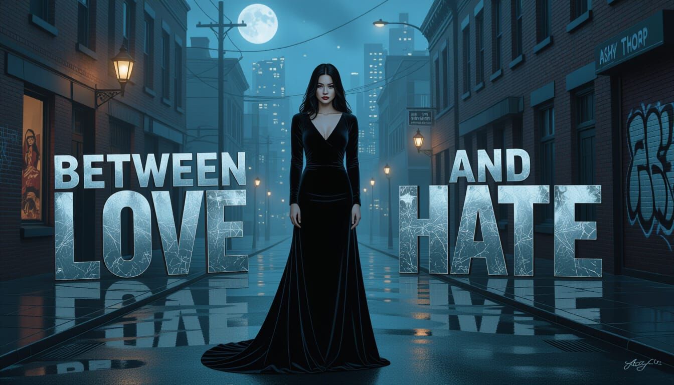 Melancholic Singer in Moonlit Street Art Illustration