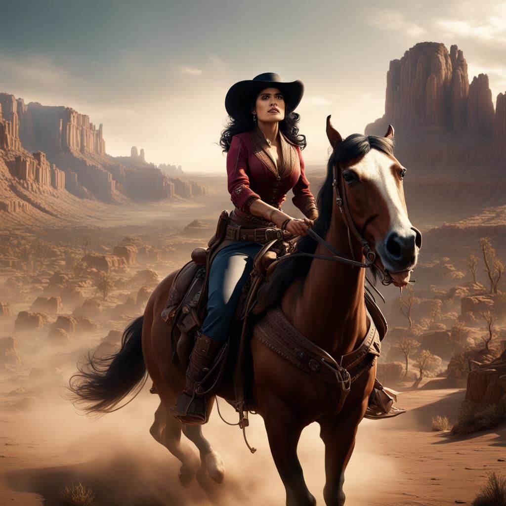Salma Hayek Rides the Range in the Old West