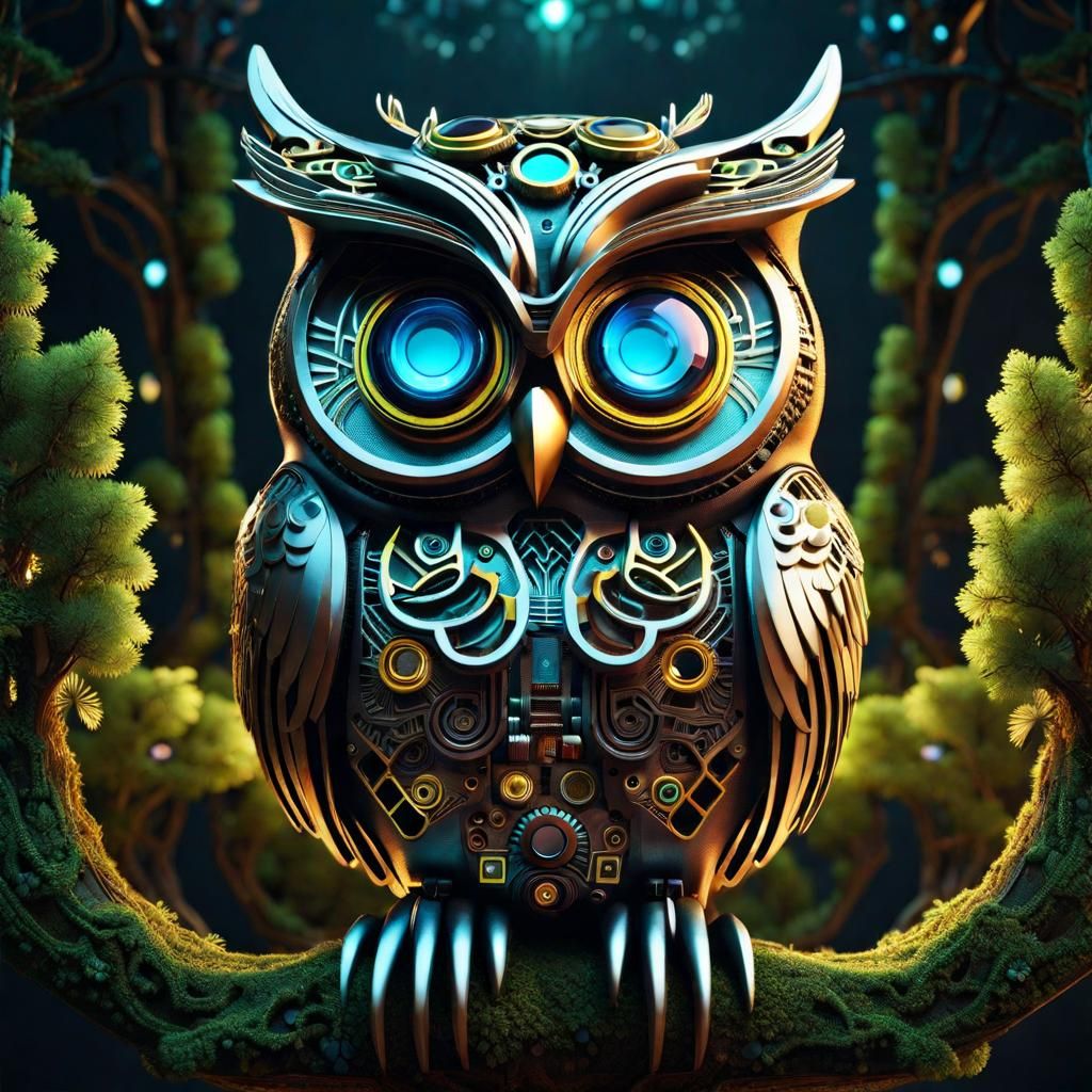 Recycled Motherboard Owl Art