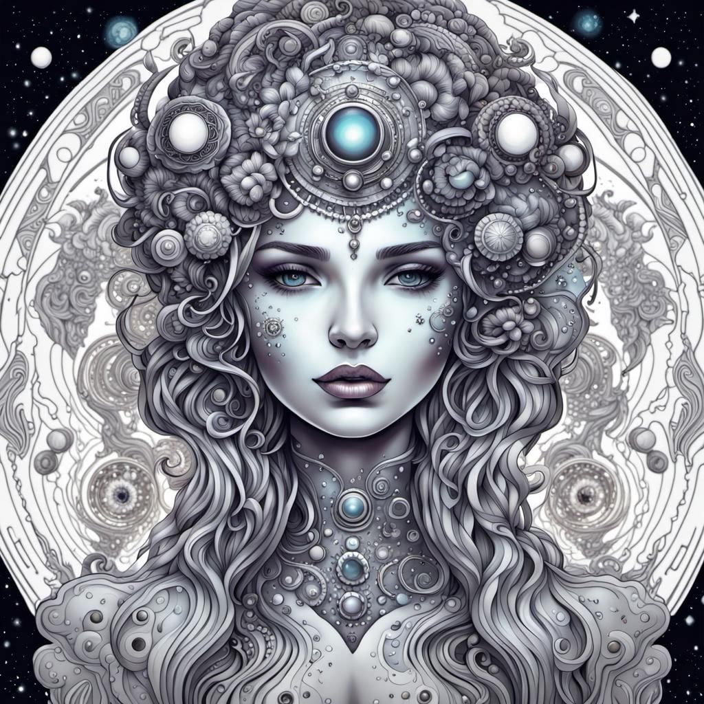 Cosmic Woman: Detailed Digital Art Portrait