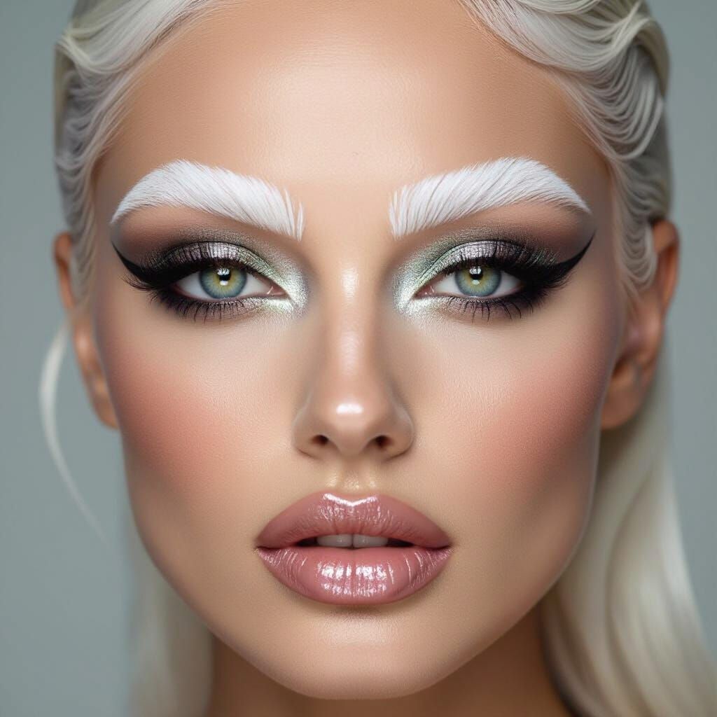High Fashion Makeup: Bleached Brows, Smokey Eyes, Silver Acc...