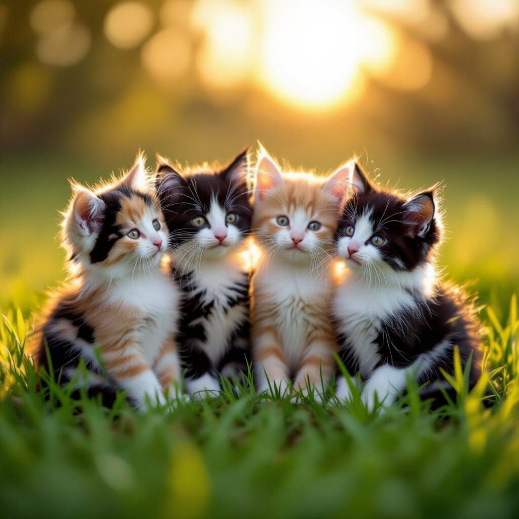 Calico Kittens in Sunlight: A Whimsical Illustration