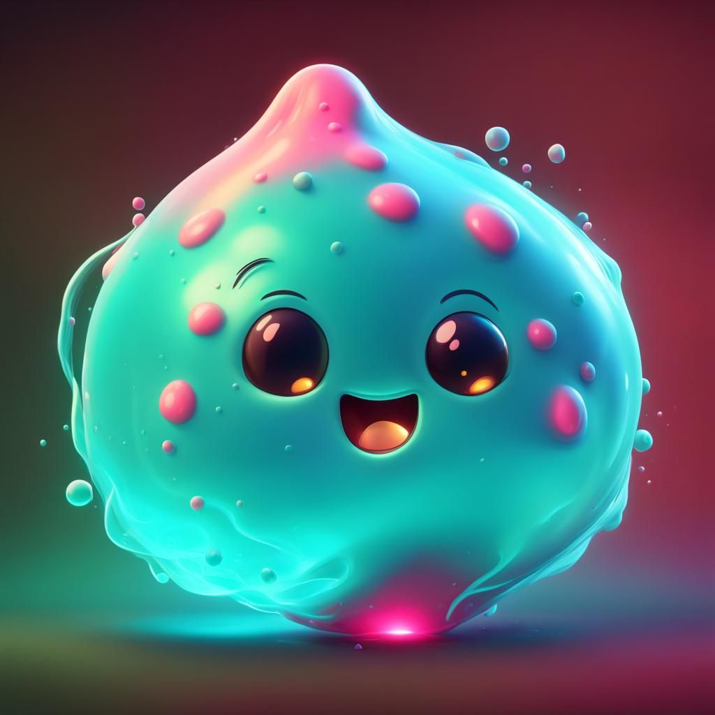 Cute Glowing Blob in Hyperrealistic Style