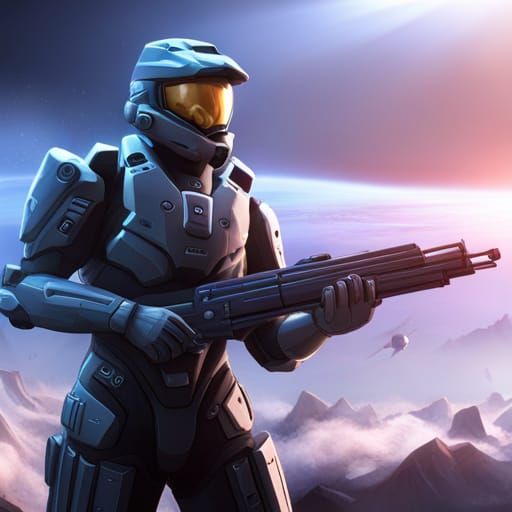 Halo Reach: Kat's Fall in Detailed Matte Painting