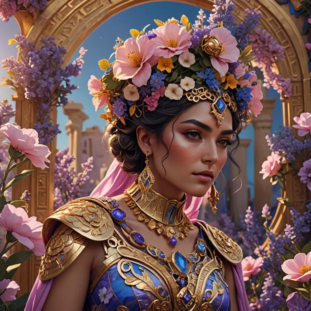 Beautiful Greek Woman in a Fantasy Landscape