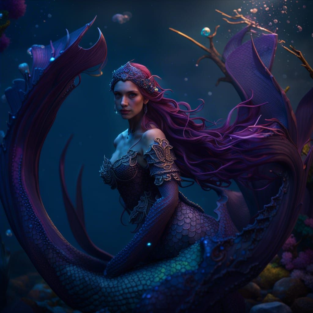 Mystical Mermaid in Deep Color Fantasy Art