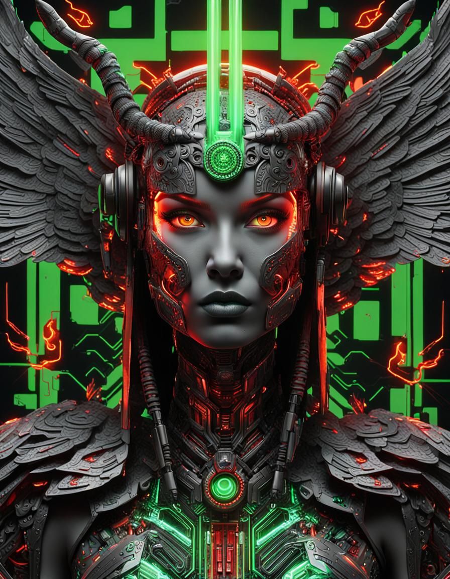 Futuristic Warrior Angel in Monochromatic 3D Render