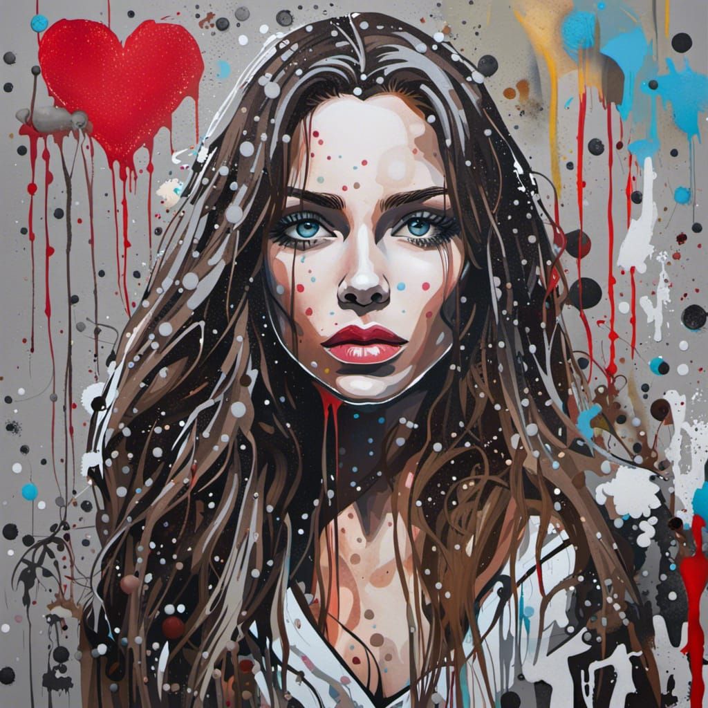 Mysterious Woman in Graffiti Street Art Style