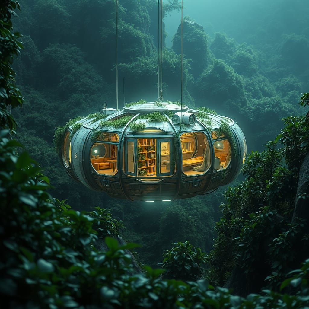 Solarpunk Oasis Amidst Verdant Canopy