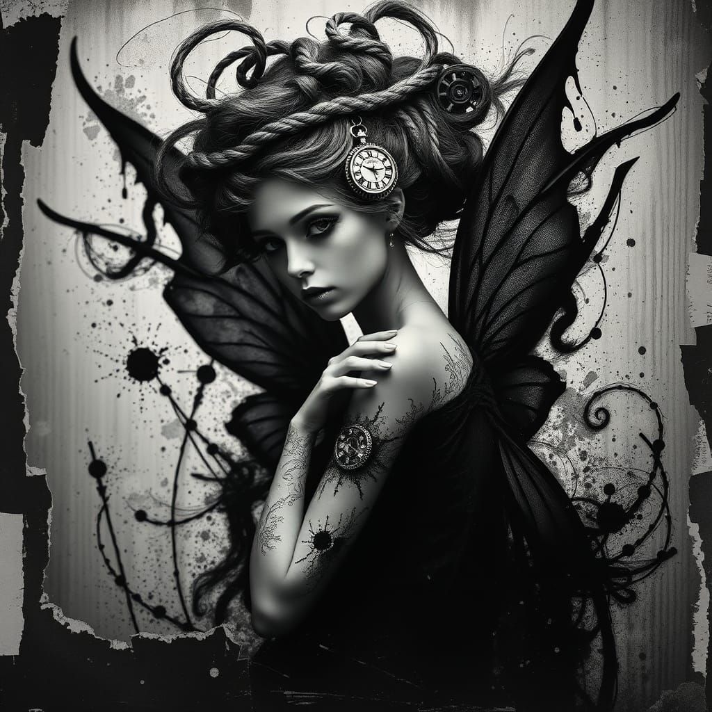 Gothic Fairy Photogram in Dadaist Style