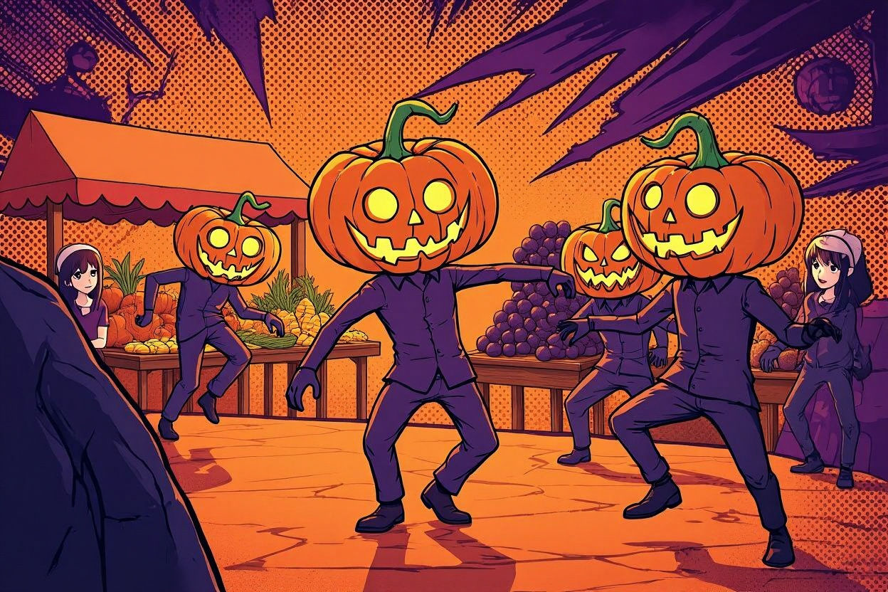 Spooky Harvest Carnival With Dancing Monsters