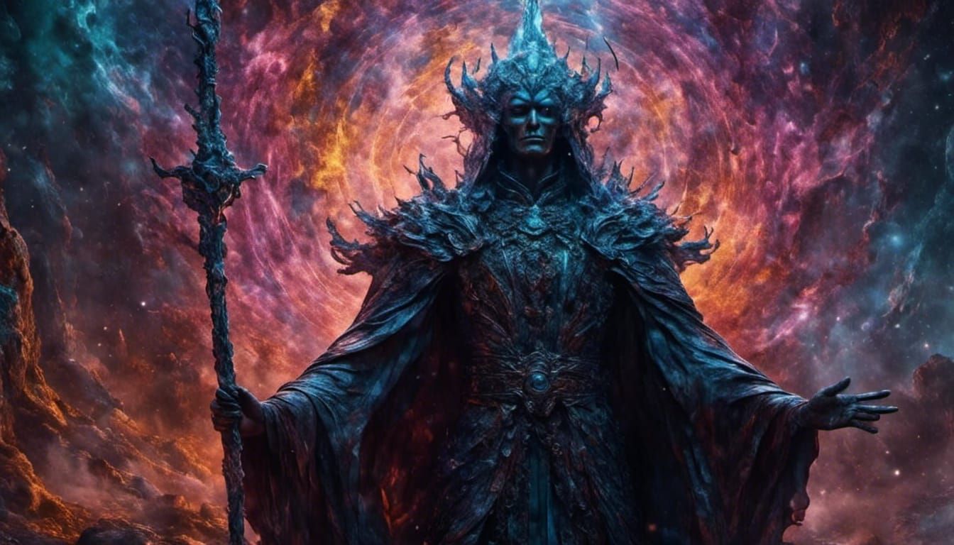 Mystical Portal and High Magus in Surreal Style