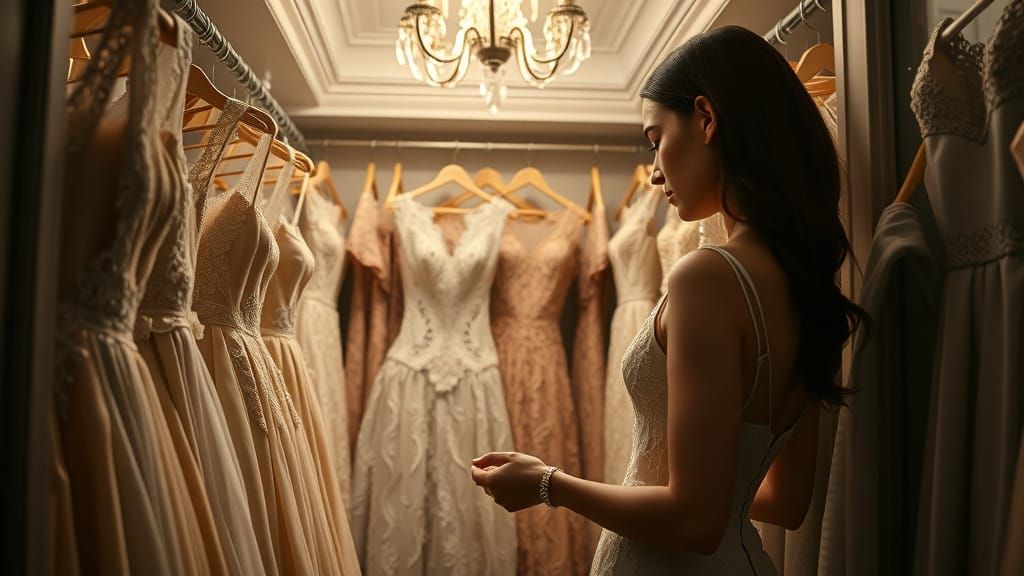 Laura Counting Dresses in Elegant Closet with Cinematic Ligh...