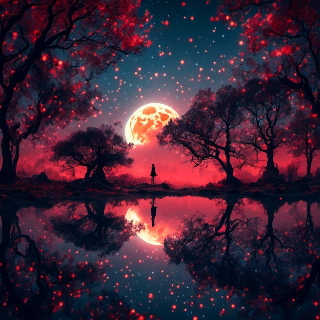 Poet in Silhouette Underneath the Moon