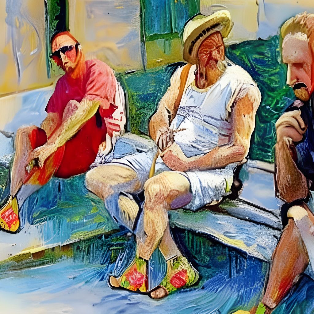 Sandals with Socks: A Post-Impressionist Painting