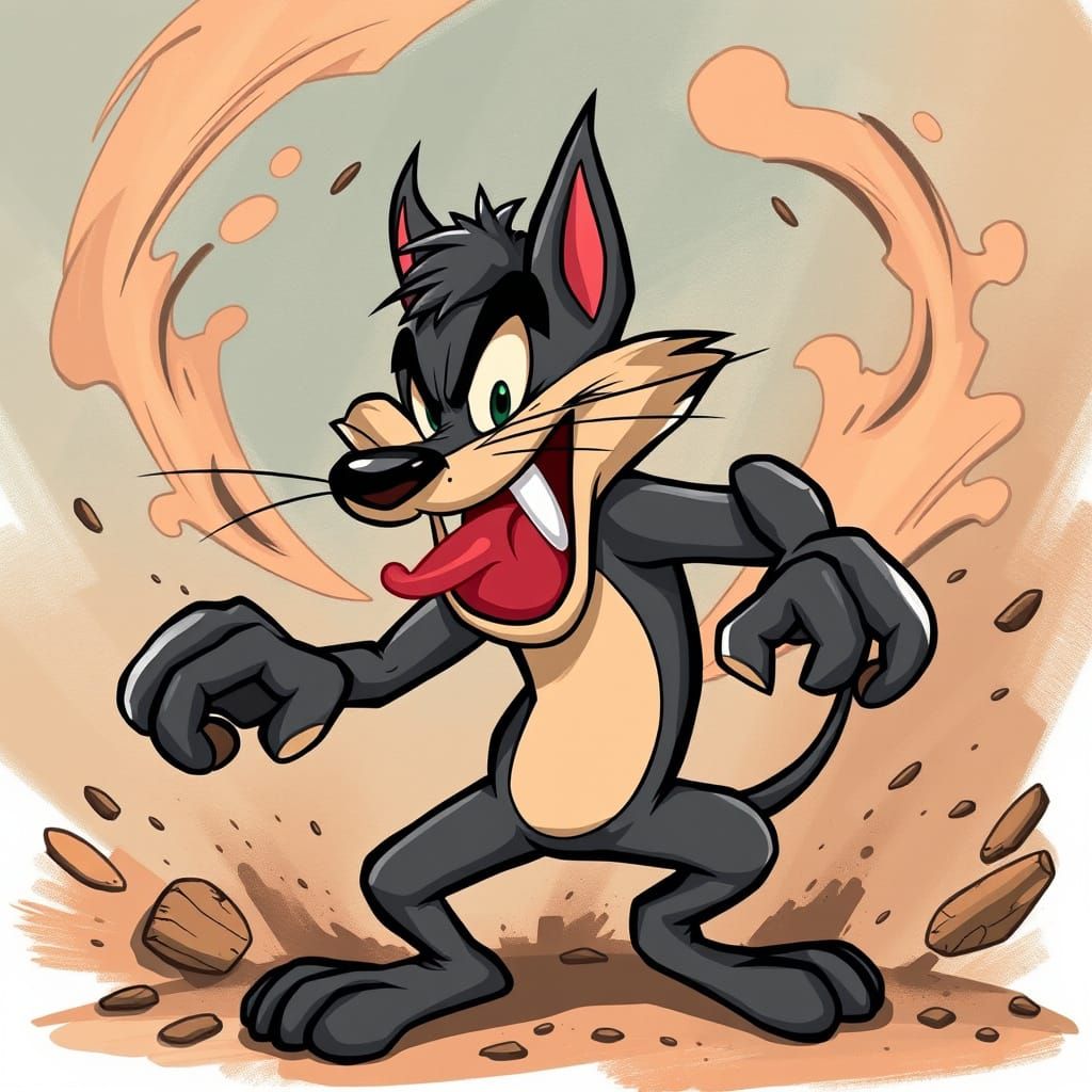 Dynamic Tasmanian Devil in Classic Cartoon Style