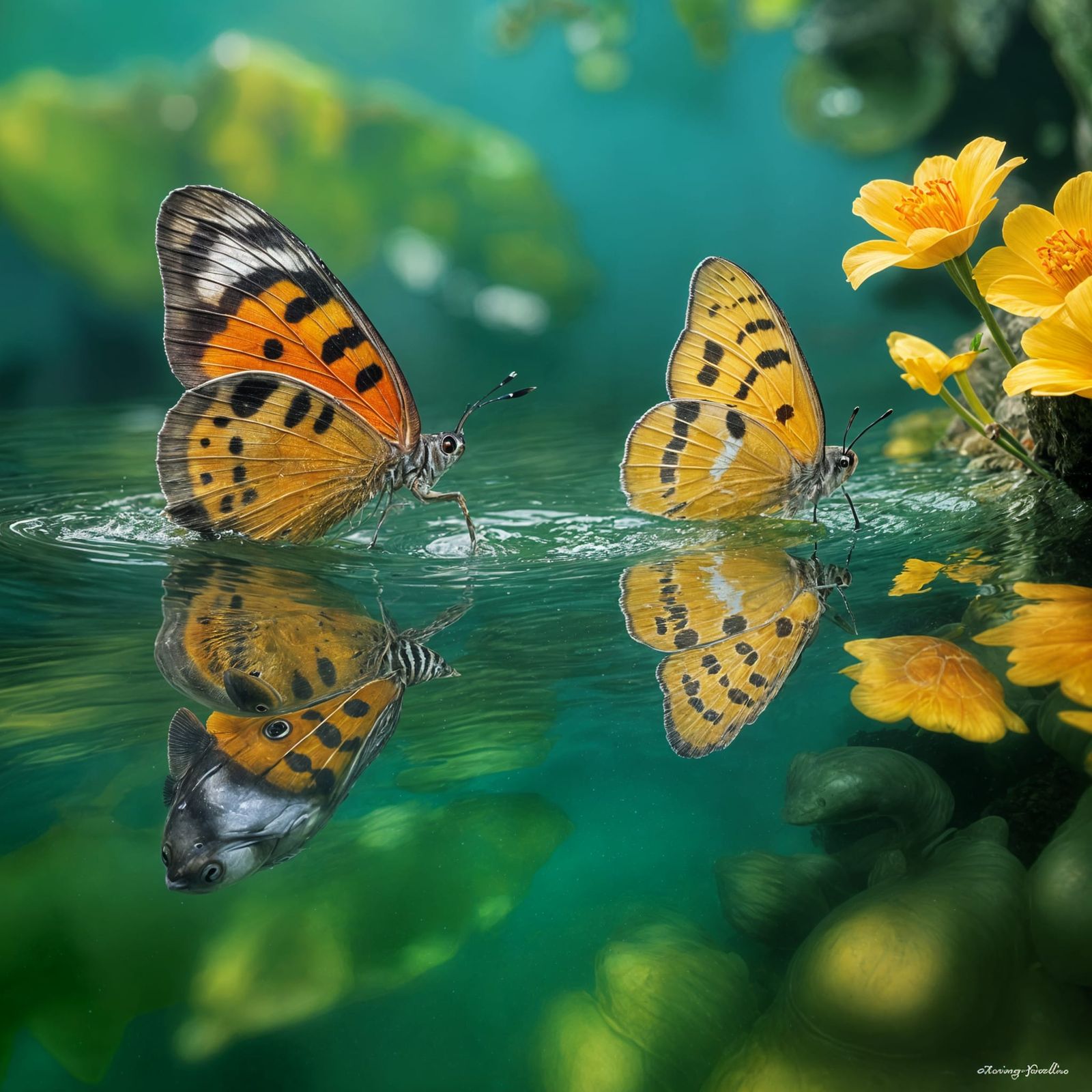 Vibrant Rio Oasis with Wildlife and Lush Garden